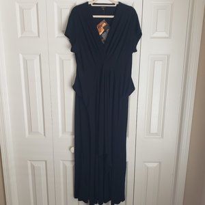 NEW IMAN Global Chic Knockout Maxi Dress with Hi-Low Hem in Black 1X Short